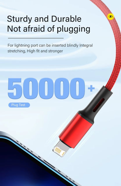 3A USB Cable for Iphone 14 13 12 11 Pro Max X XR 6S 7 8 plus 2M 3M Lead Mobile Phone Fast Charging Cord Data Charger Wire